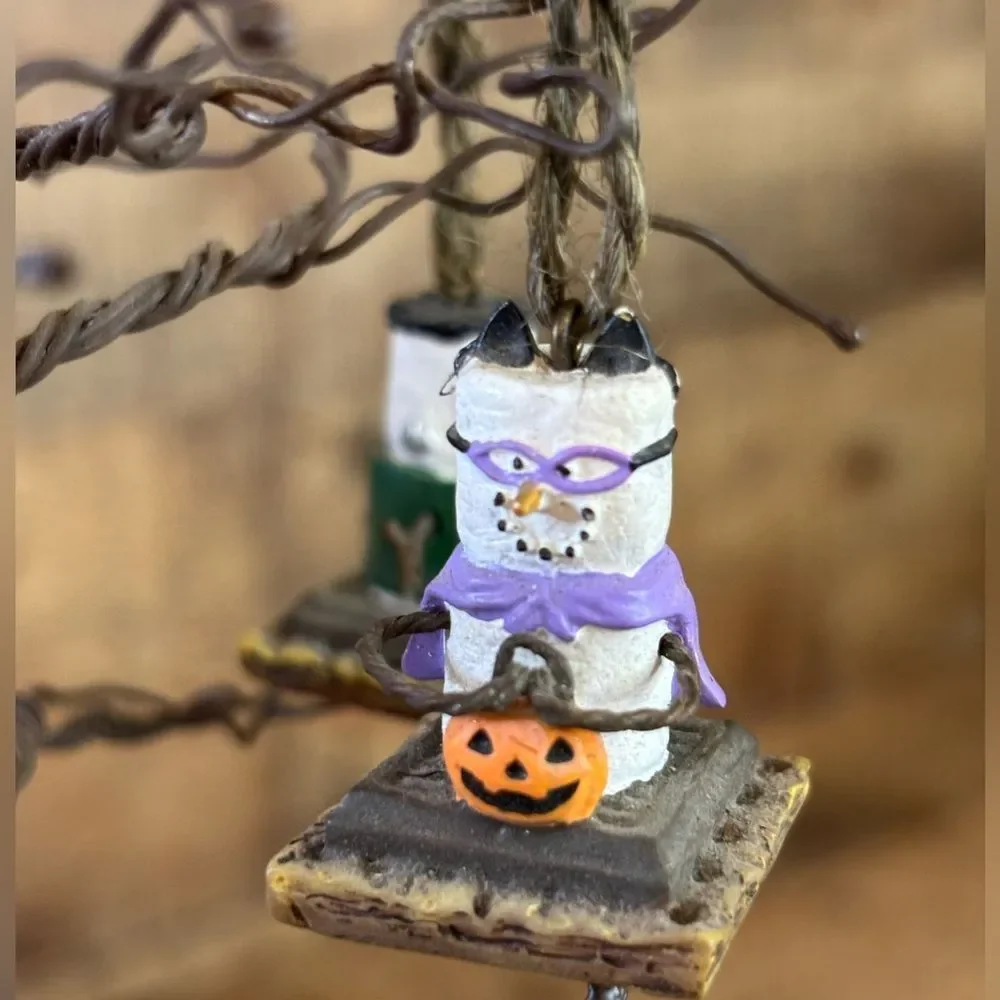 S'mores Halloween Pumpkin Tree 5 Miniature Ornaments JC Penney **Sound Works!